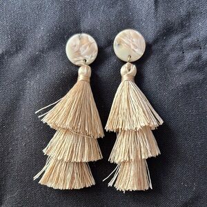 Elegant Cream Tassel Earrings
